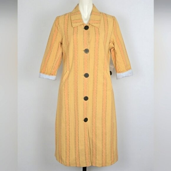 NWT Kit Cornell Womens Button Down Jacket Cotton Boho Vintage Yellow Orange SZ 6 - Picture 1 of 15